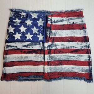 Rare! VINTAGE American Flag Denim Mini Skirt